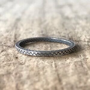 Oxidized Sterling Silver Geometric Ring - Size 8